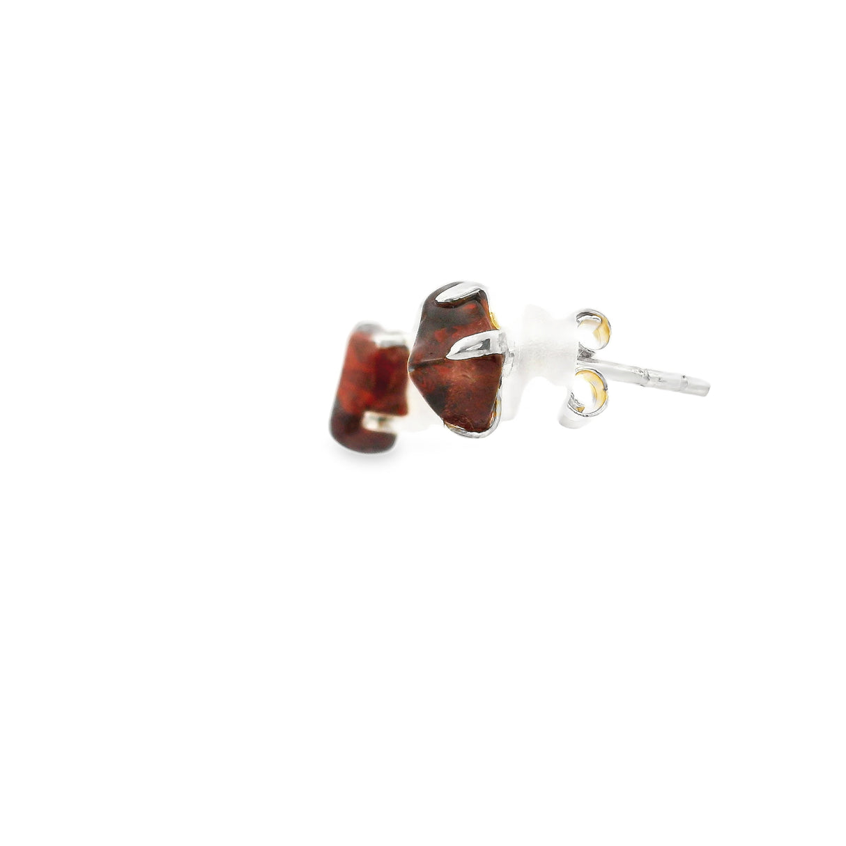 Garnet Stud Earrings - Prong Set Nugget
