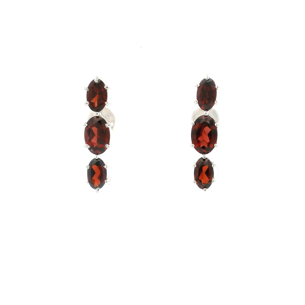 Clous d'oreilles en labradorite - 3 ovales à facettes sertis de griffes en argent sterling 925