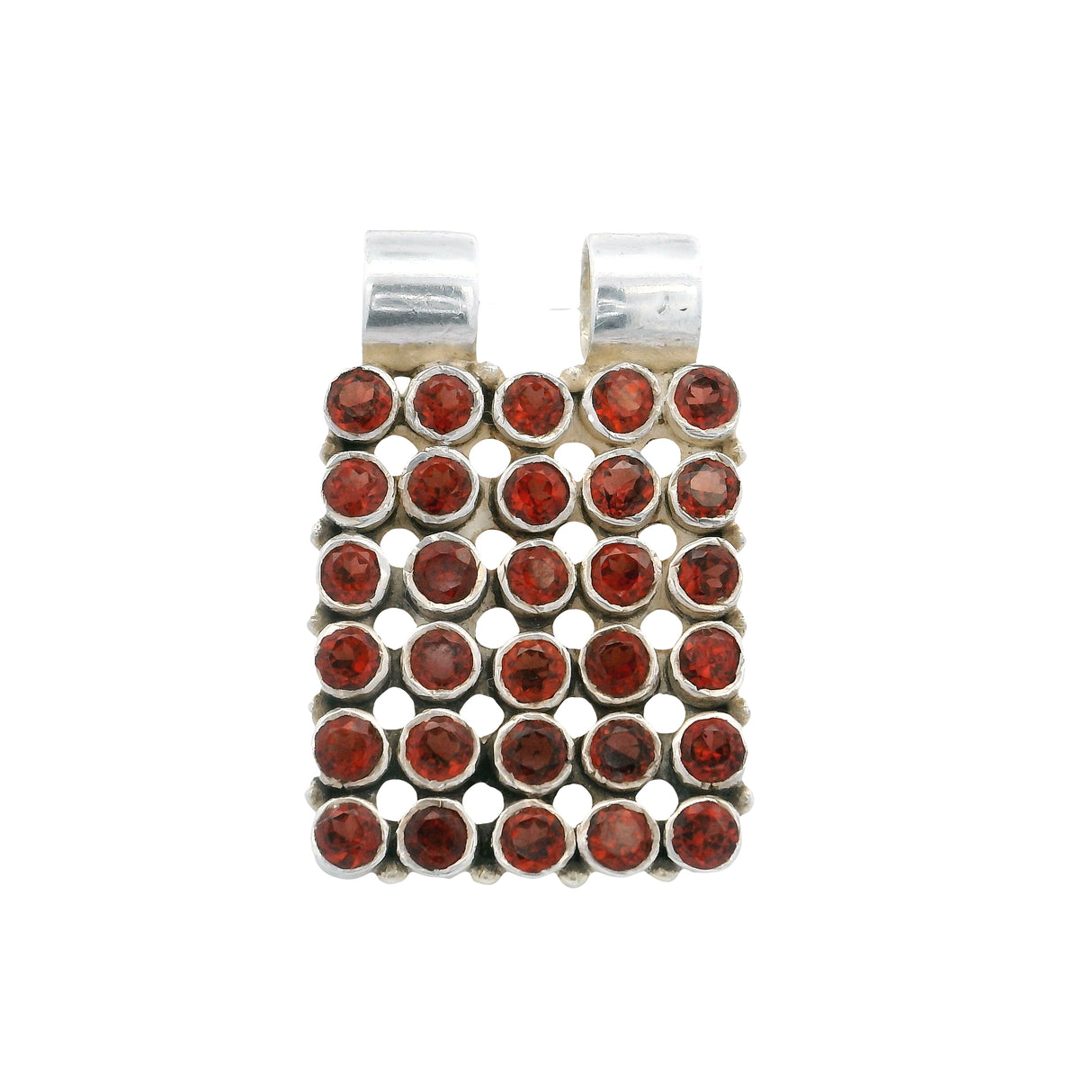 Garnet Pendant - Faceted Rounds in Square Orientation 6 x 5 Bezels