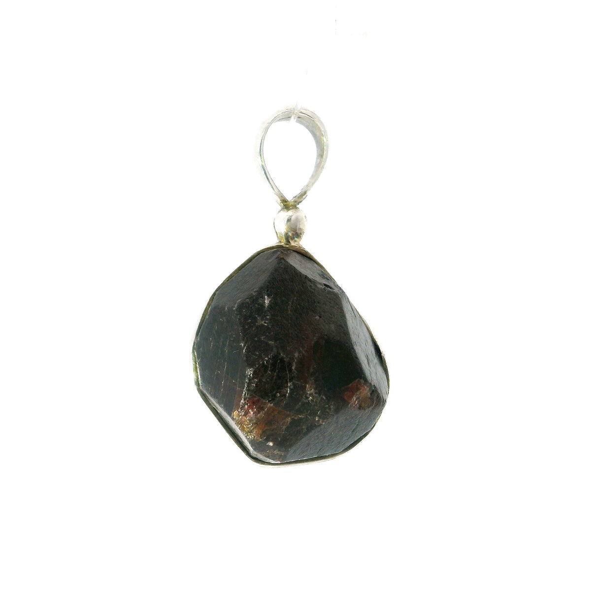 Garnet Crystal Pendant - Organic Double Terminated Crystal with Simple 925 Sterling Silver Bezel