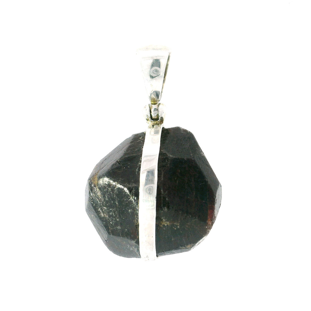 Garnet Crystal Pendant - Organic Double Terminated Crystal with Simple 925 Sterling Silver Bezel