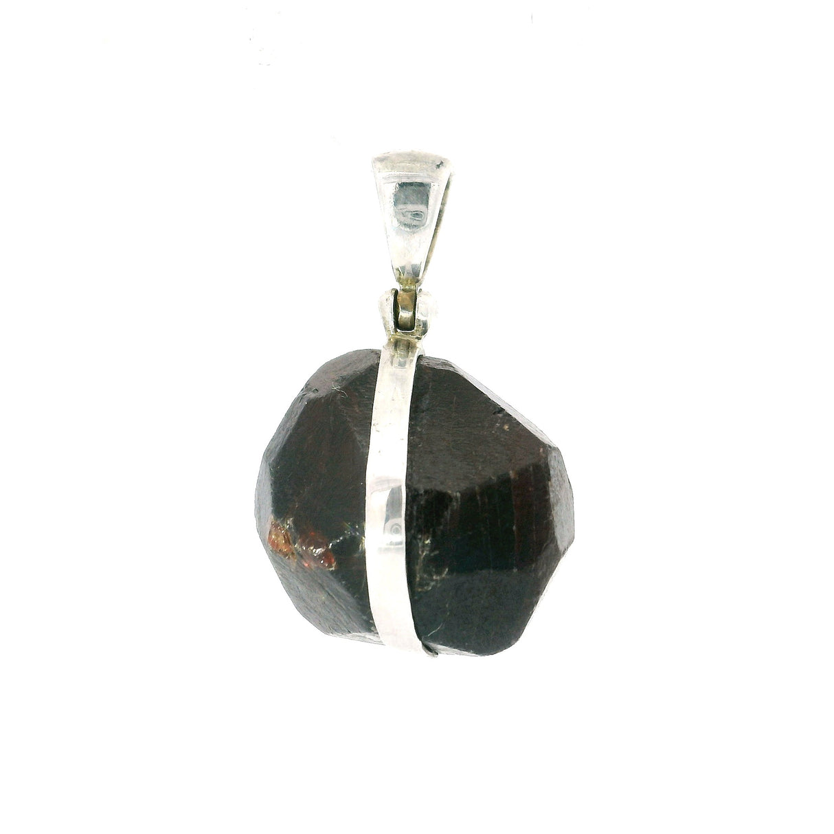 Garnet Crystal Pendant - Organic Double Terminated Crystal with Simple 925 Sterling Silver Bezel