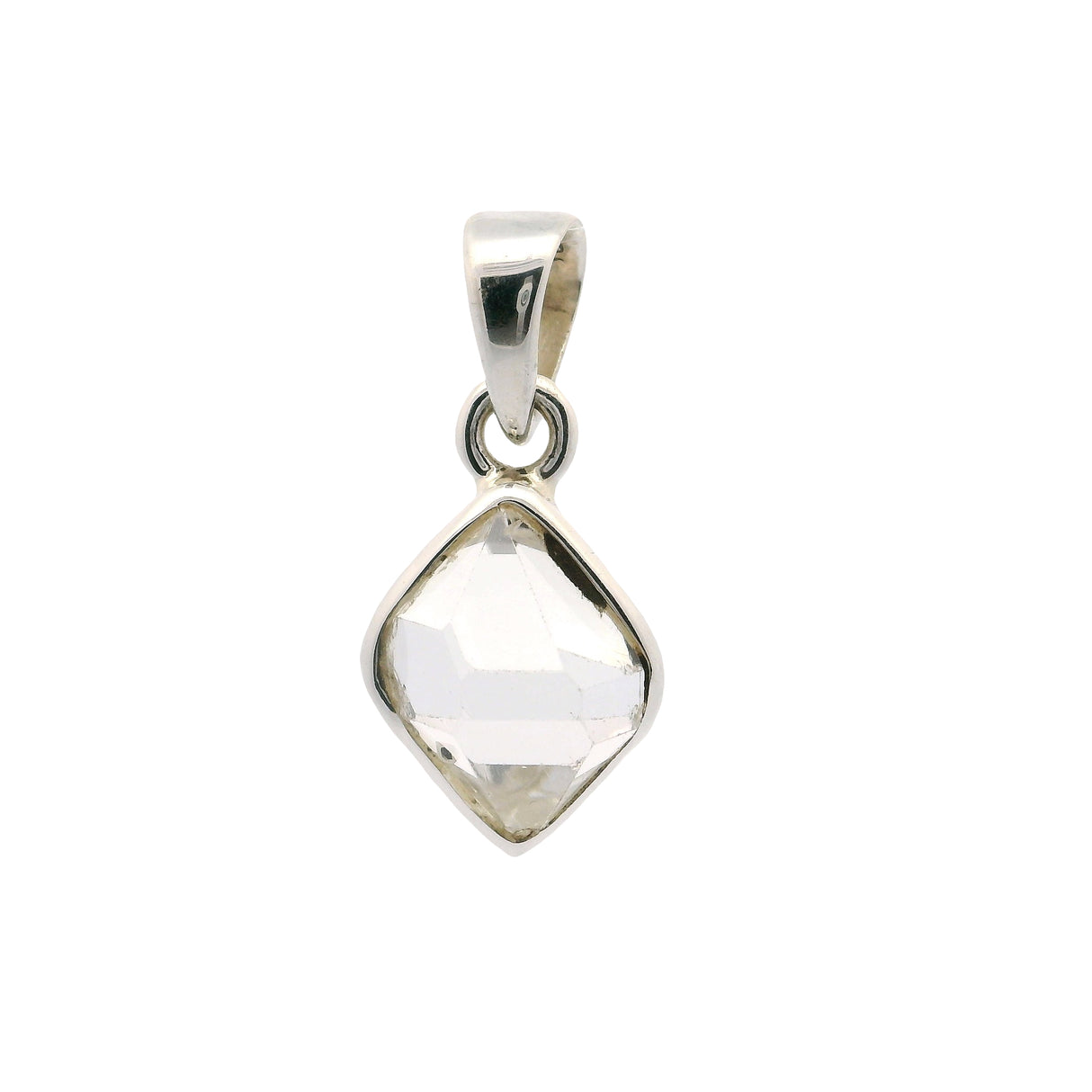 Herkimer Diamond Freeform Pendant Bezel Set in 925 Sterling Silver