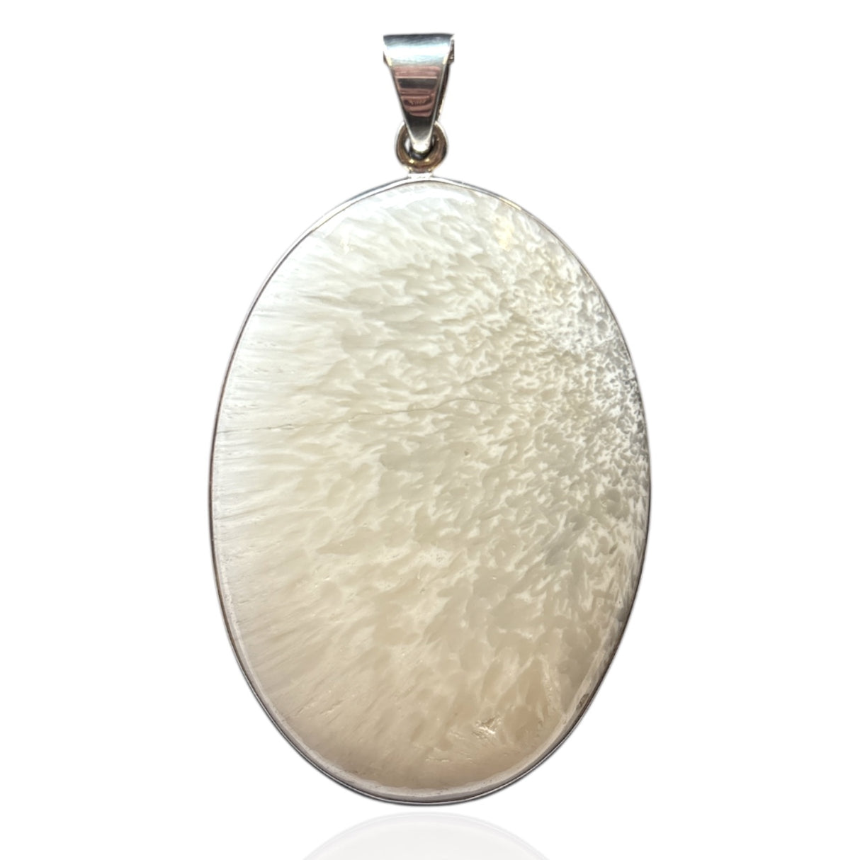 Scolecite Pendant - Large Oval Cabochon Simple Bezel Set in 925 Sterling Silver 3"+