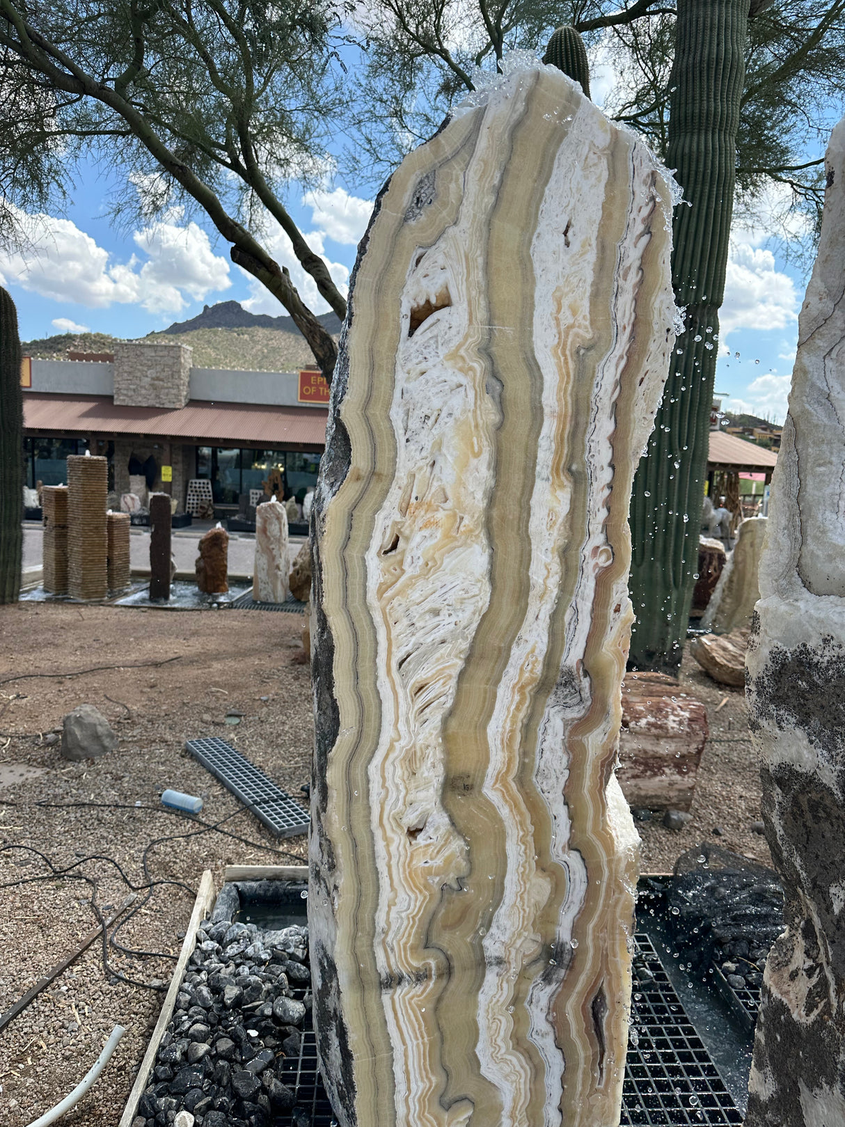 Zebra Fossil Onyx Pillar Fountains