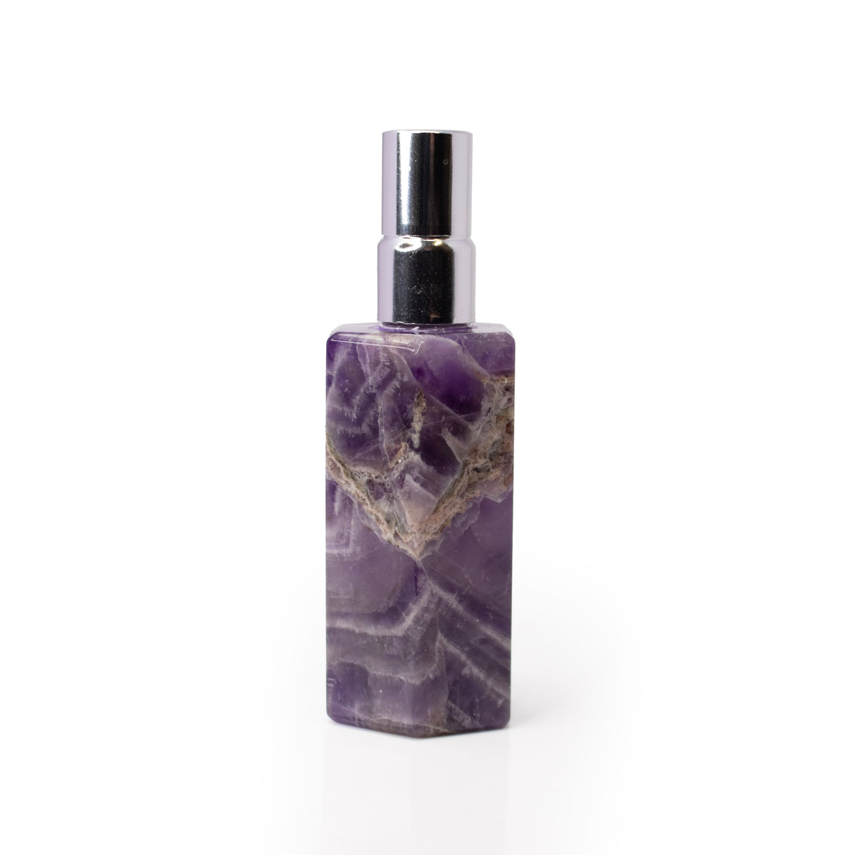 Chevron Amethyst Empty Perfume Bottle with Silver Top - Hexagonal