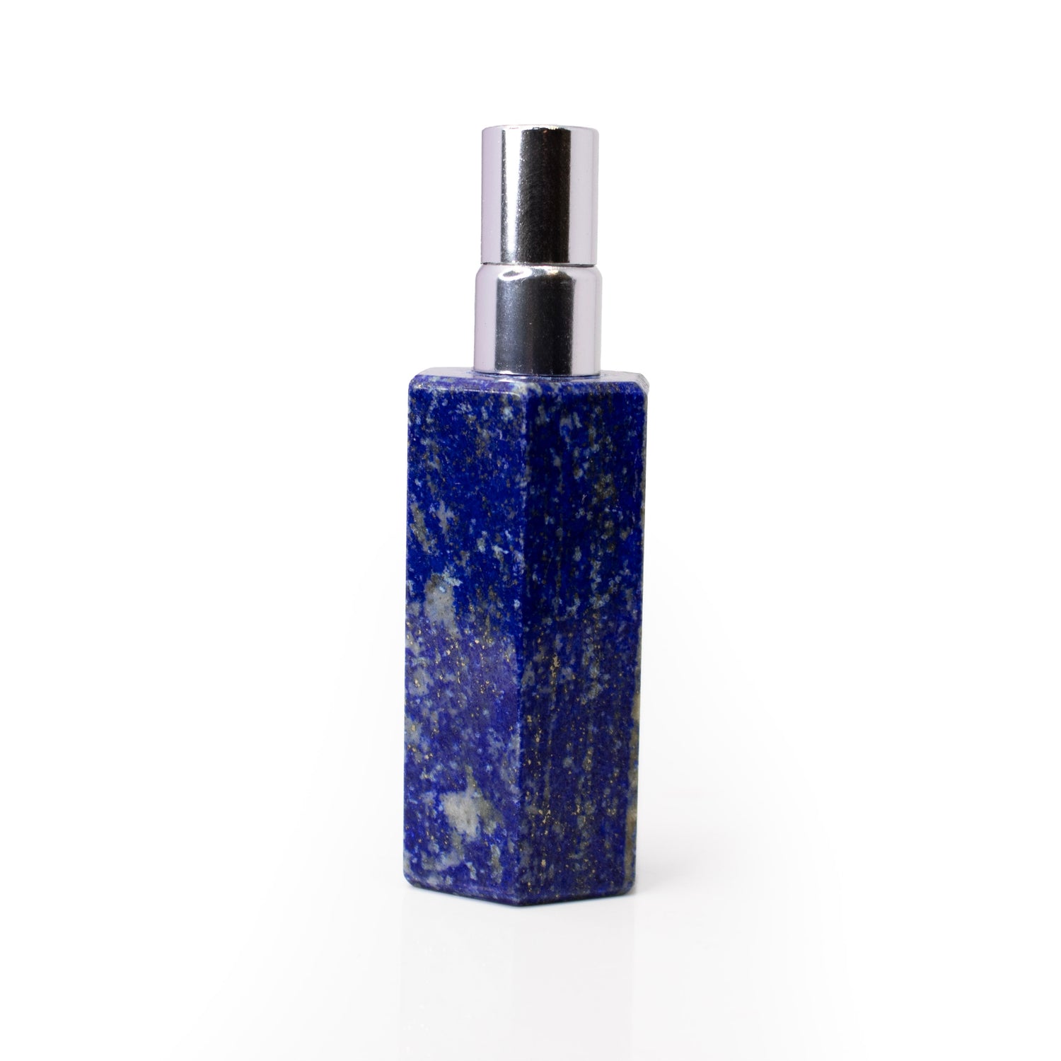Lapis Lazuli Empty Perfume Bottle with Silver Top - Hexagonal