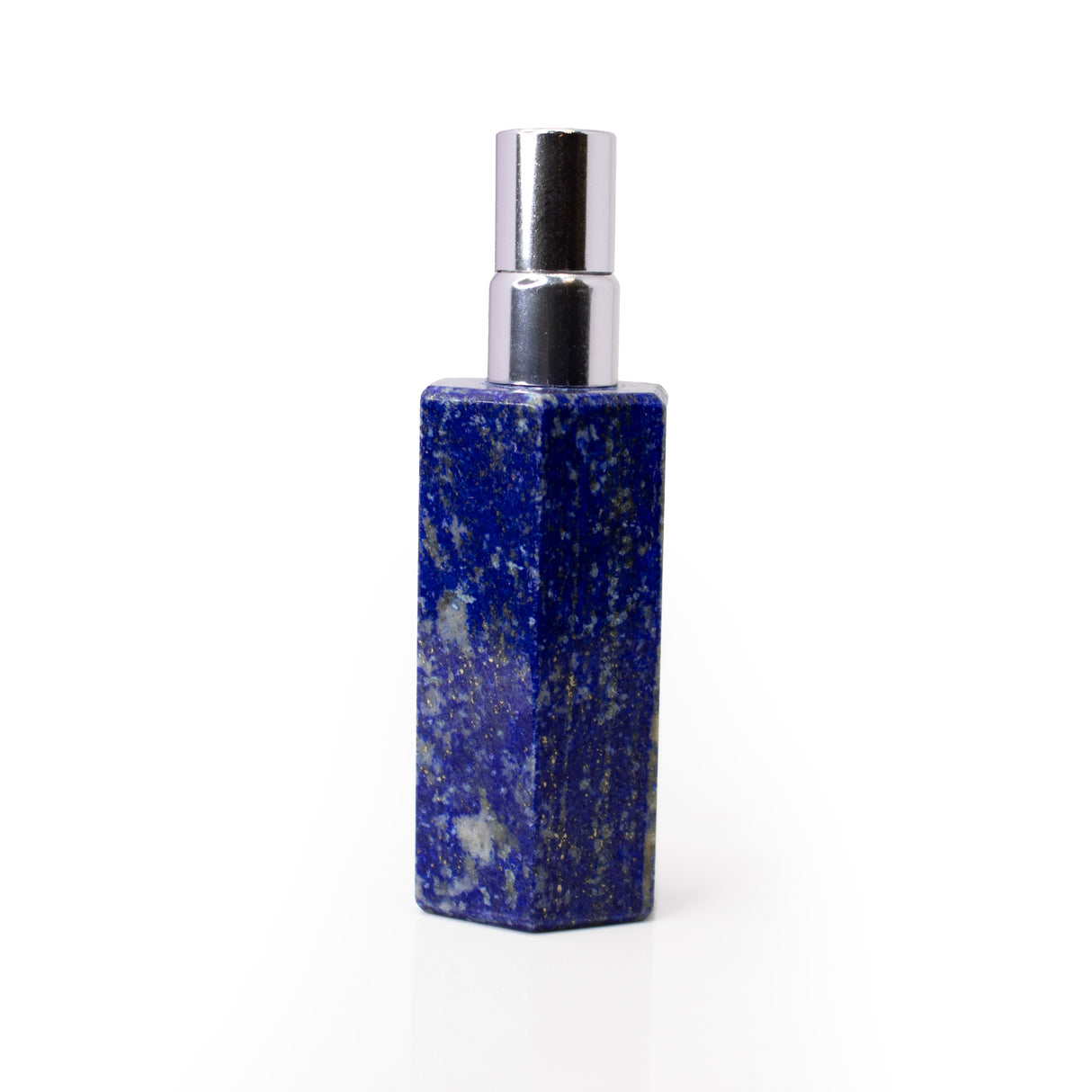 Lapis Lazuli Empty Perfume Bottle with Silver Top - Hexagonal