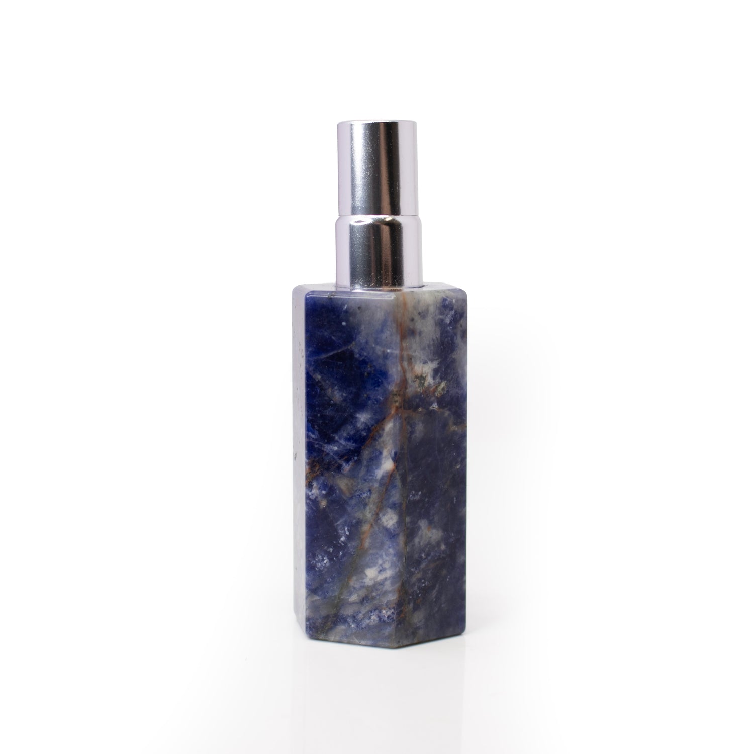 Sodalite Empty Perfume Bottle with Silver Top - Hexagonal