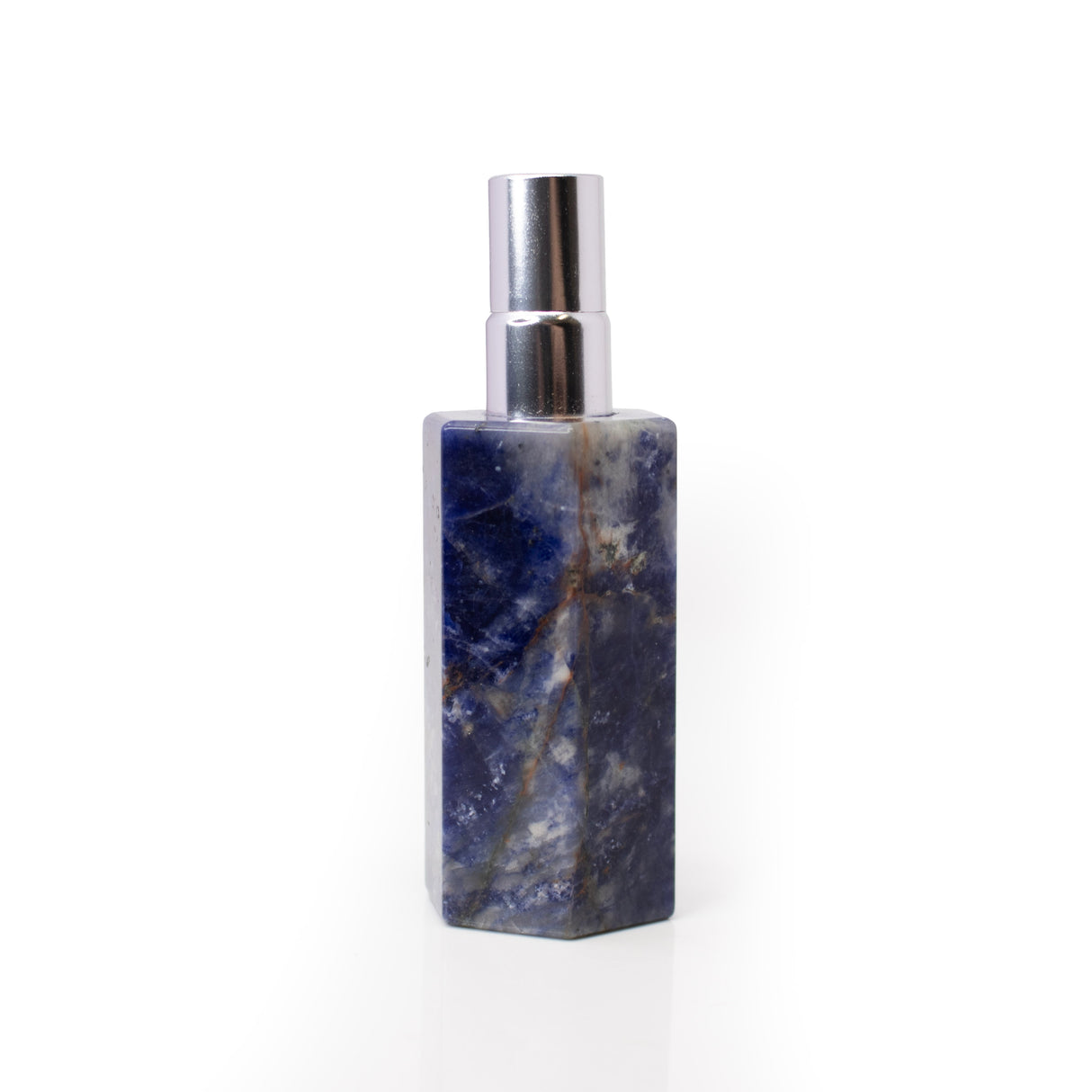 Sodalite Empty Perfume Bottle with Silver Top - Hexagonal