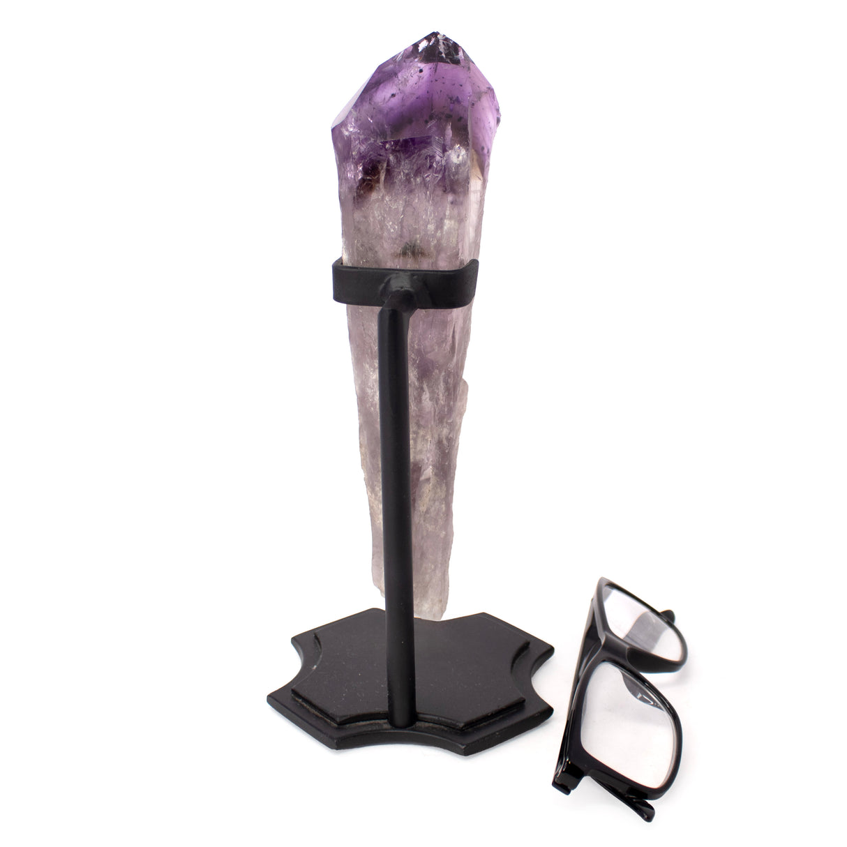 Single Bahia Amethyst Point On Custom Chopper Cross Base - Vertical