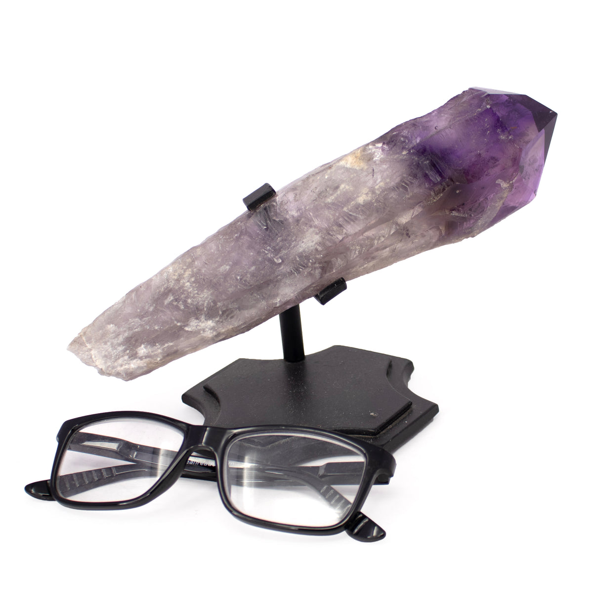 Single Bahia Amethyst Point On Custom Chopper Cross Base - Horizontal