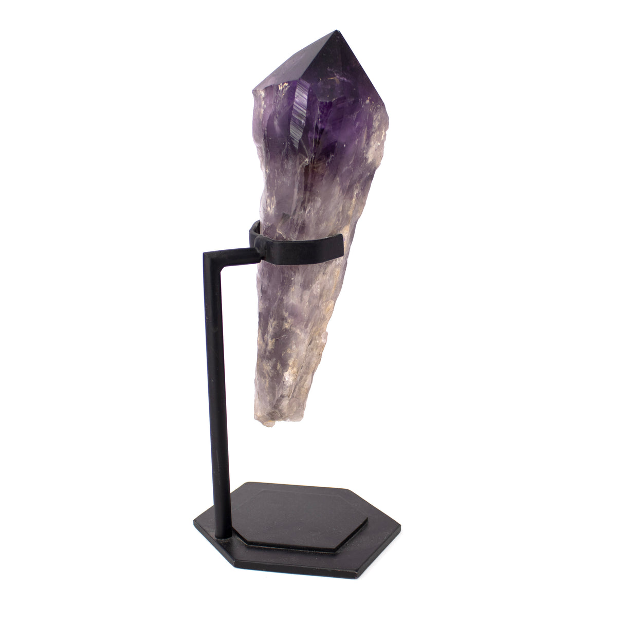 Single Bahia Amethyst Point On A Custom Hex Base - Vertical