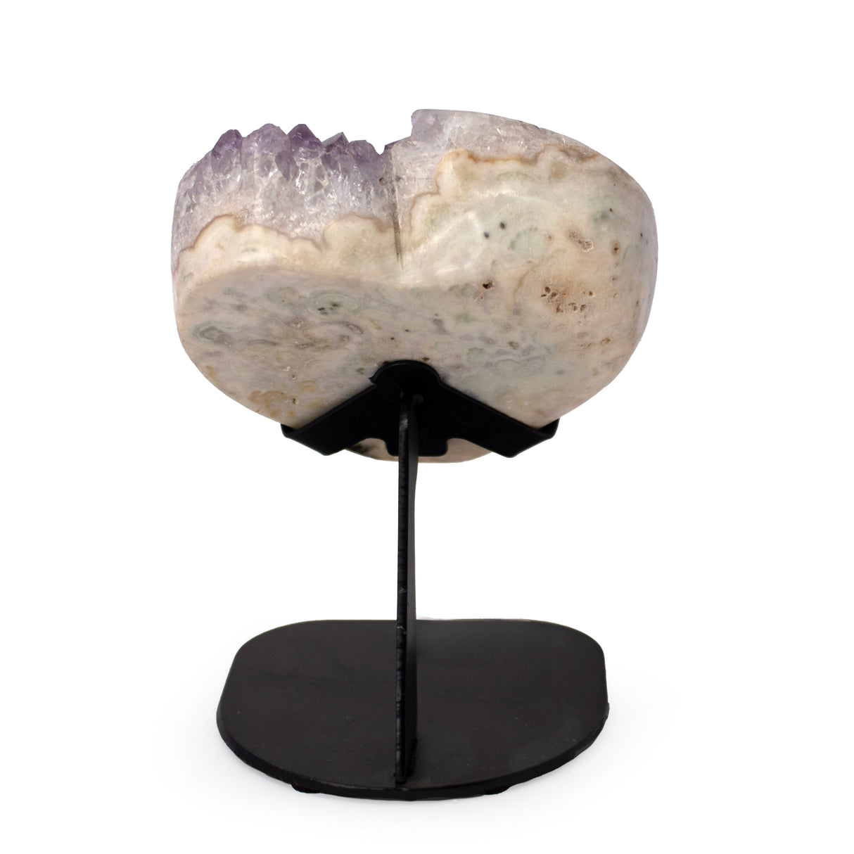 Rose De France Crystal Heart In Custom Stand With Unique Spotted Green Agate