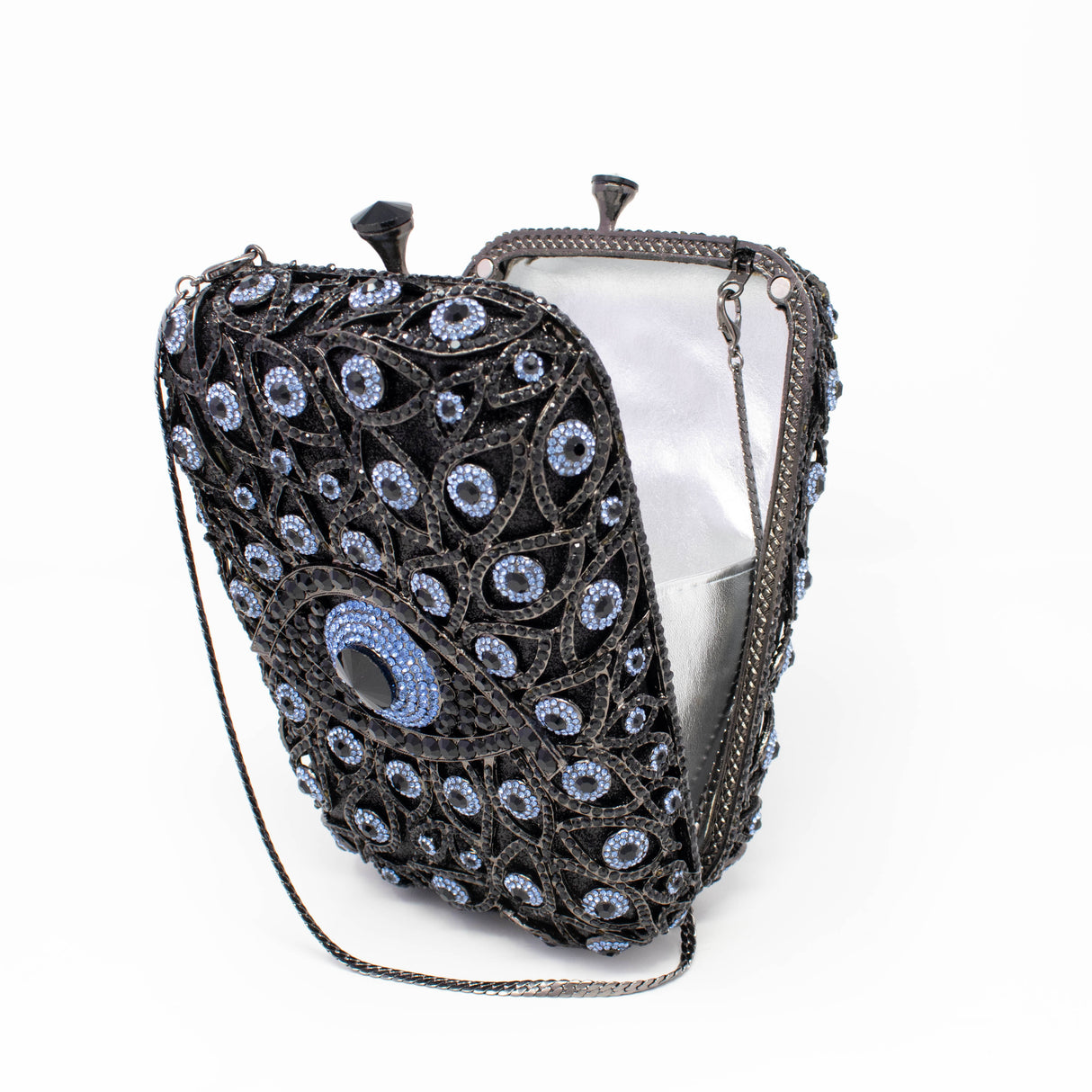 Blue Evil Eye Protection Jewel Purse With Chain