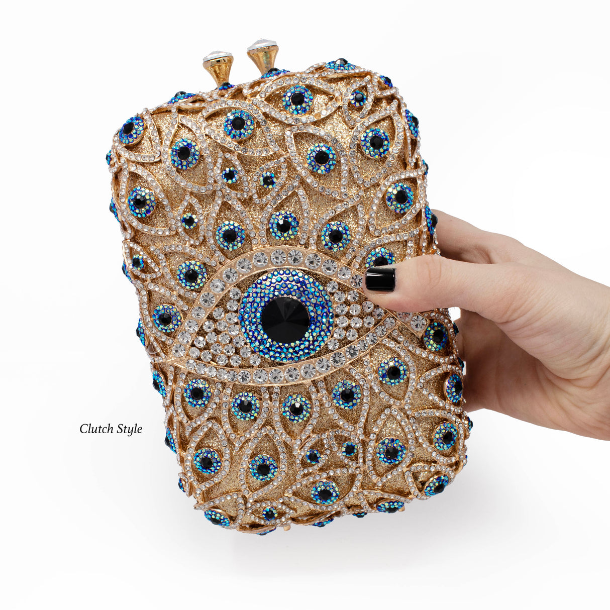 Blue Evil Eye Protection Jewel Purse With Chain