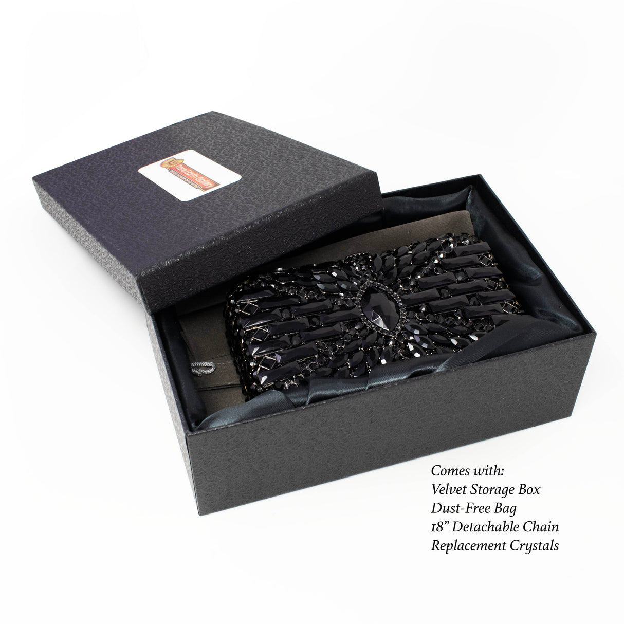 Marquis Centered Jewel Purse with Chain - Single Tone with Rectangle Jewels