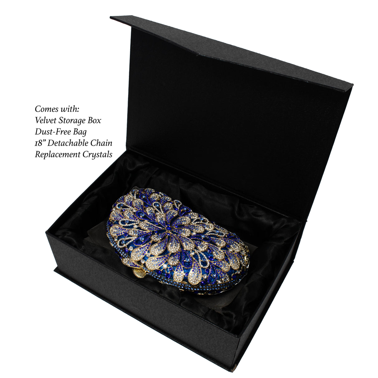 Whirlpool Floral Jewel Purse with Chain - Blues & Gold