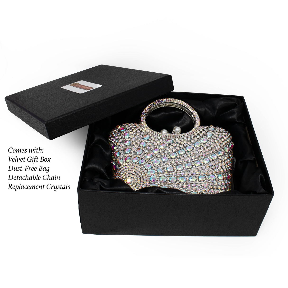 Handle Jewel Purse with Sun Radial Patterns - Angel Aura Iridescence
