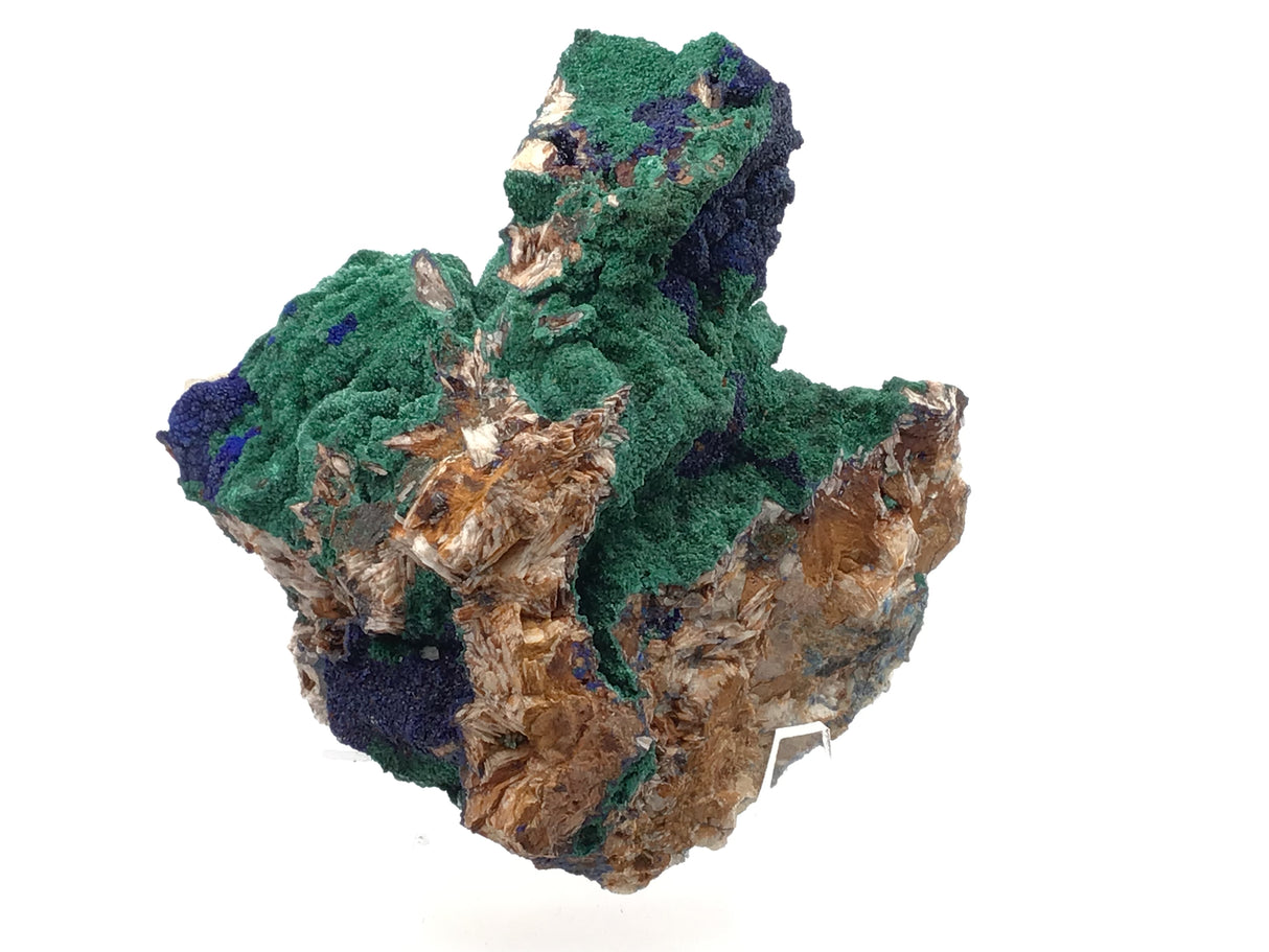 Azurite Malachite Druze Specimen From Morocco on Lucite Stand