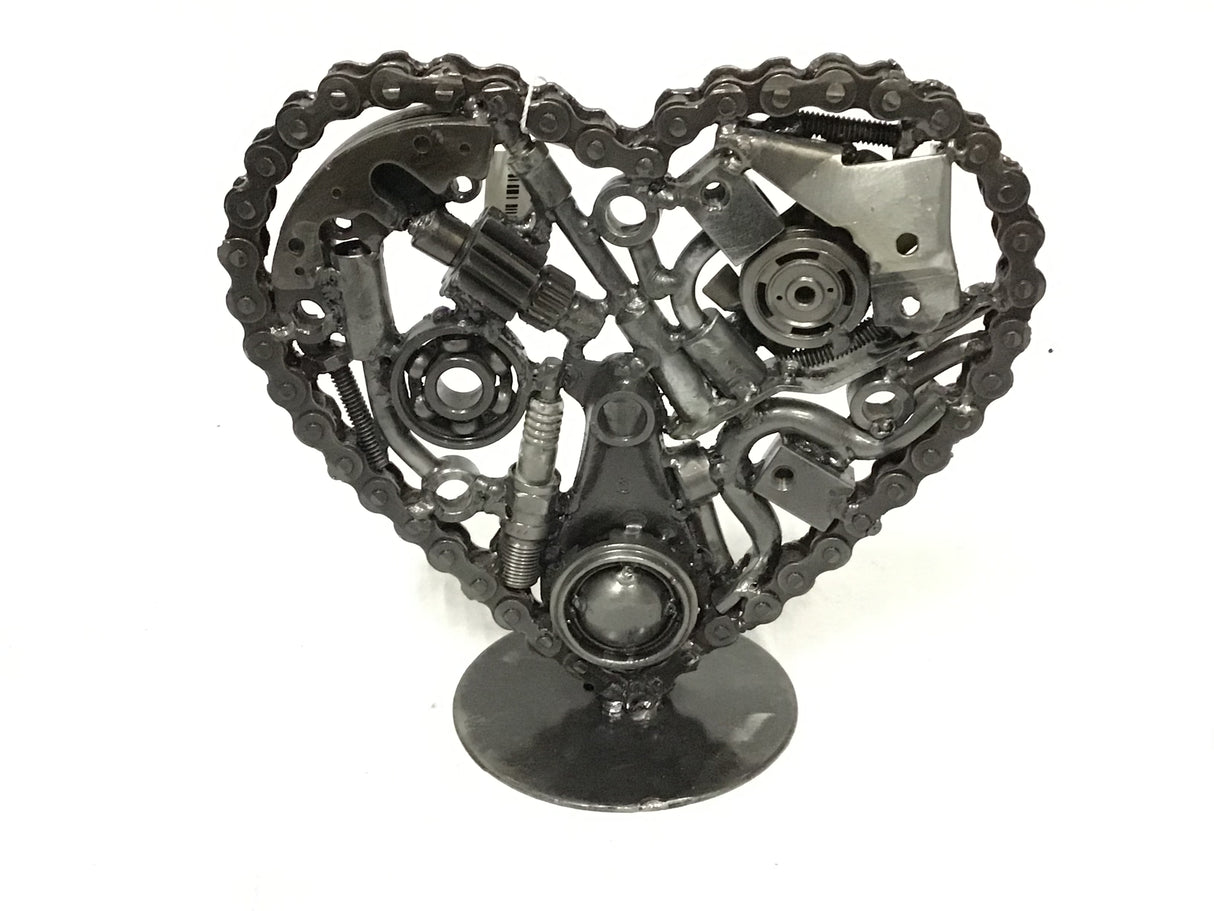 Heart Recycled Metal Art 8"