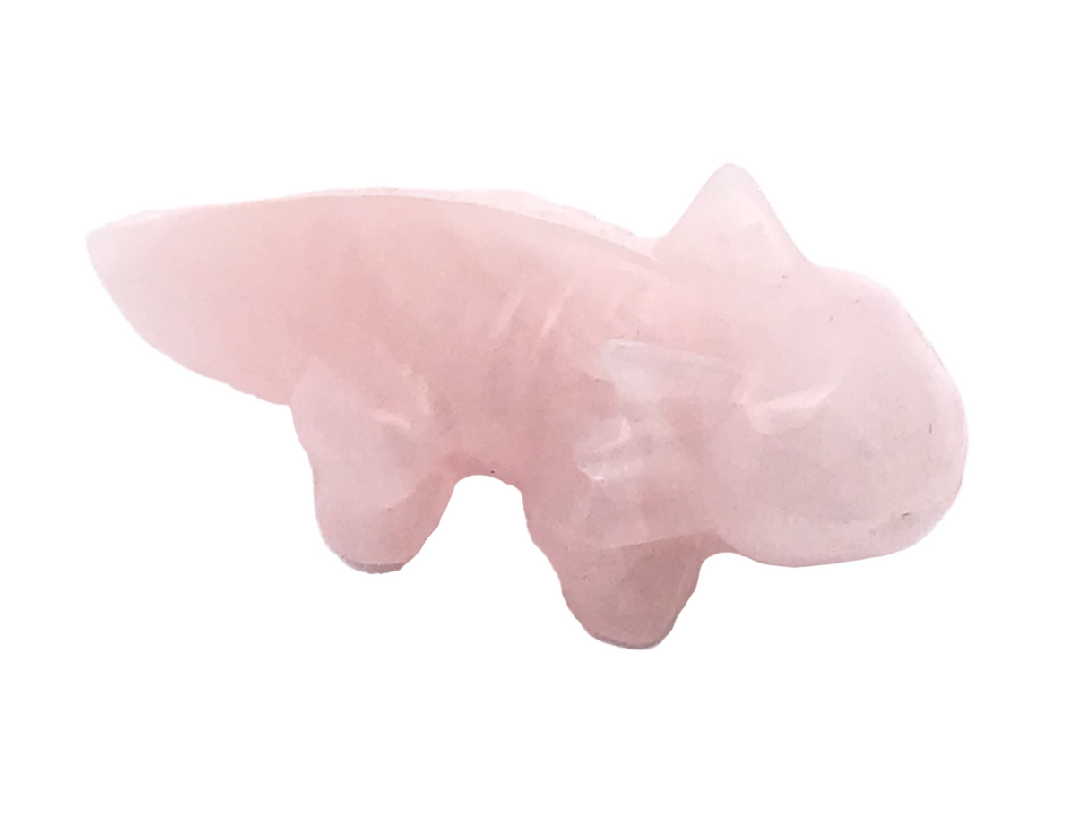 Rose Quartz Axolotl Carving 2.5"