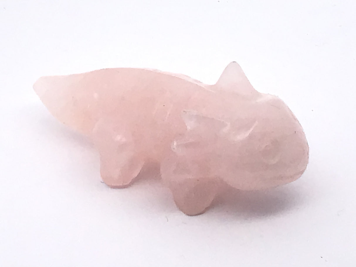Rose Quartz Axolotl Carving 2.5"