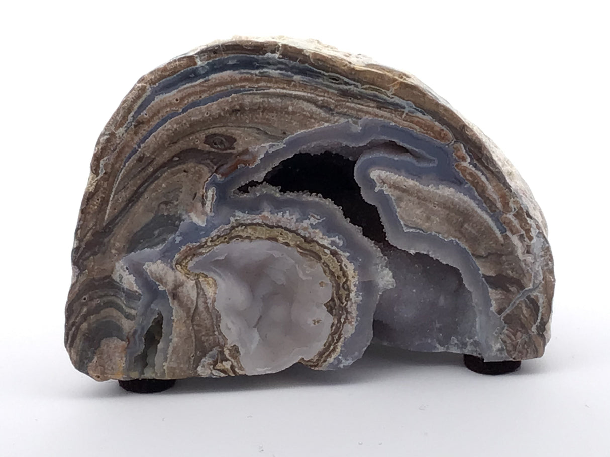 Dugway Geode with Druze - Cut & Felted Base with an Agate Vug