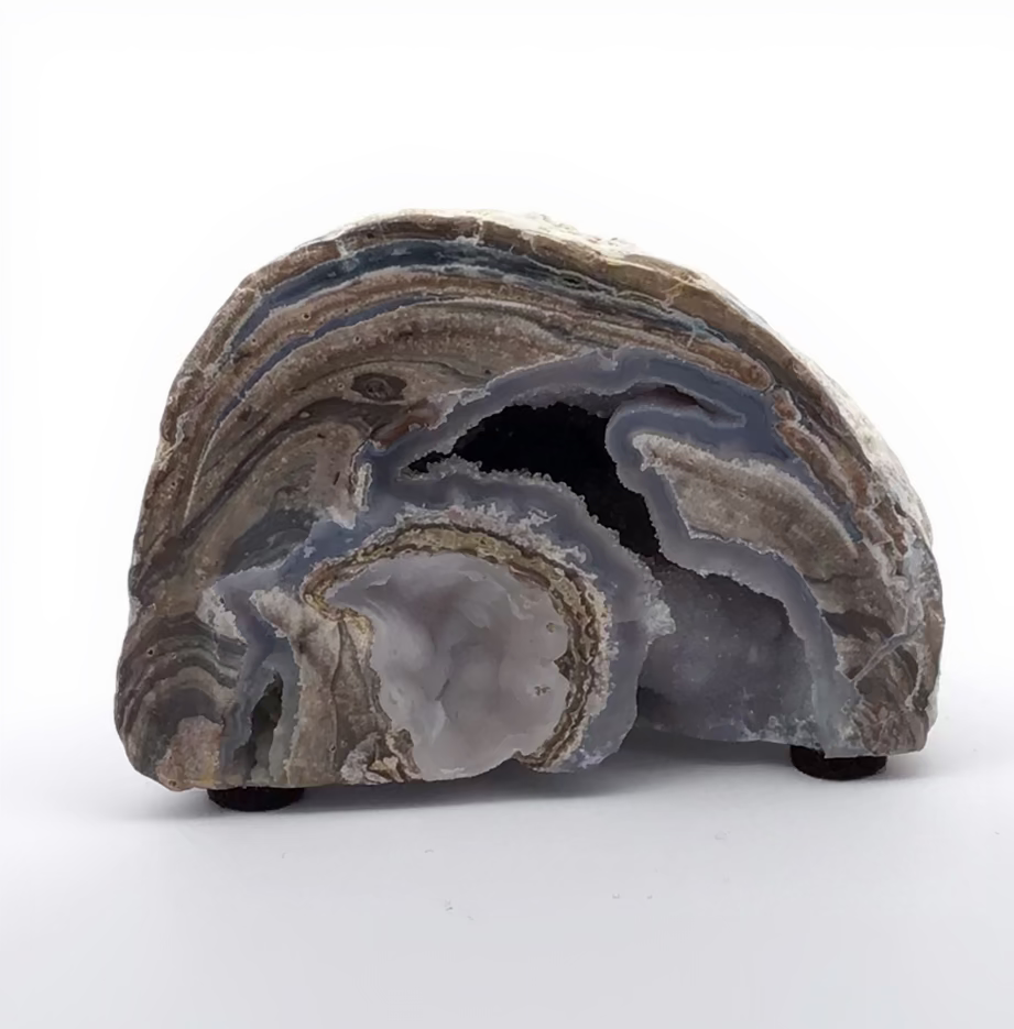 Dugway Geode with Druze - Cut & Felted Base with an Agate Vug