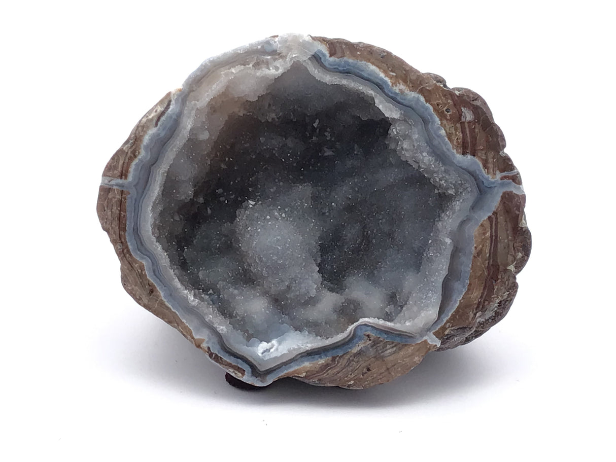 Dugway Geode with Druze - Cut & Felted Base with Slanted Cut and Gray Druze
