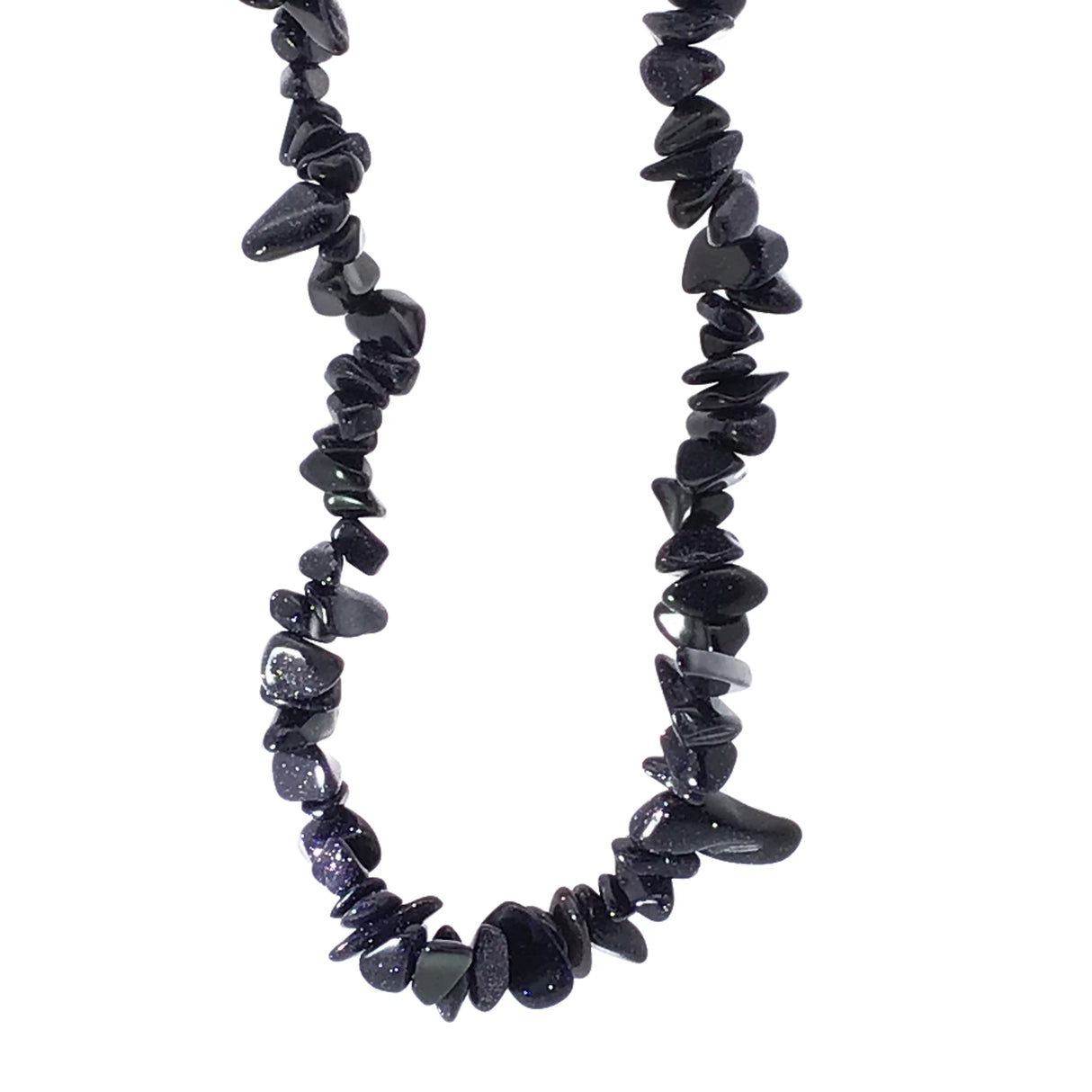 Blue Goldstone Chip Necklace 32"