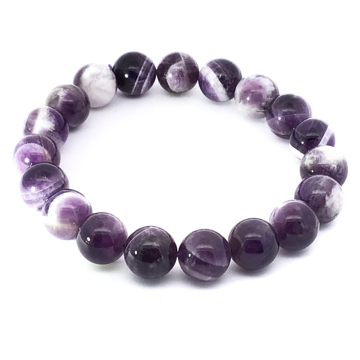A+ Chevron Amethyst Beaded Bracelet 8mm