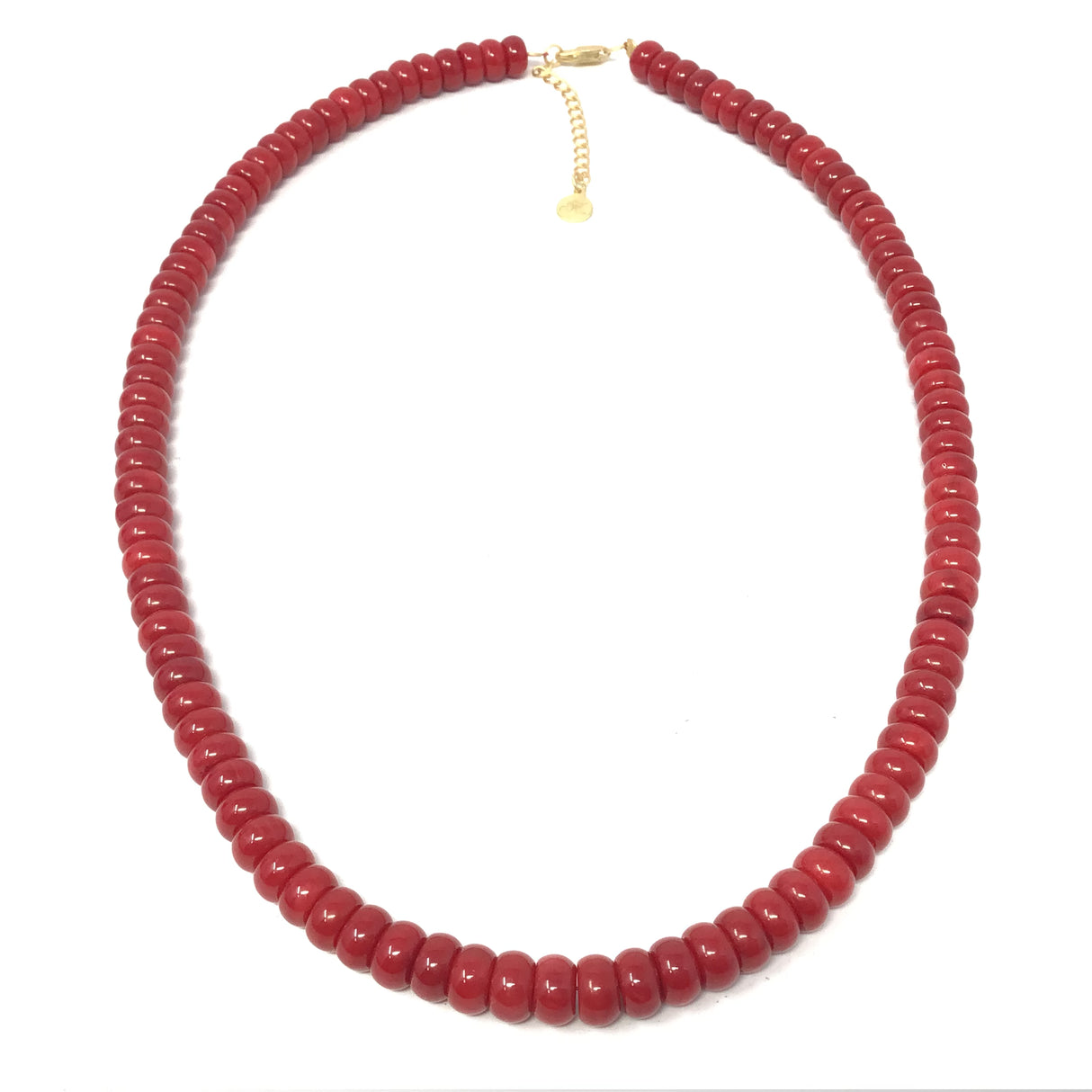Red Coral 4x7mm Necklace with Gold Plated Lobster Clasp - 18"