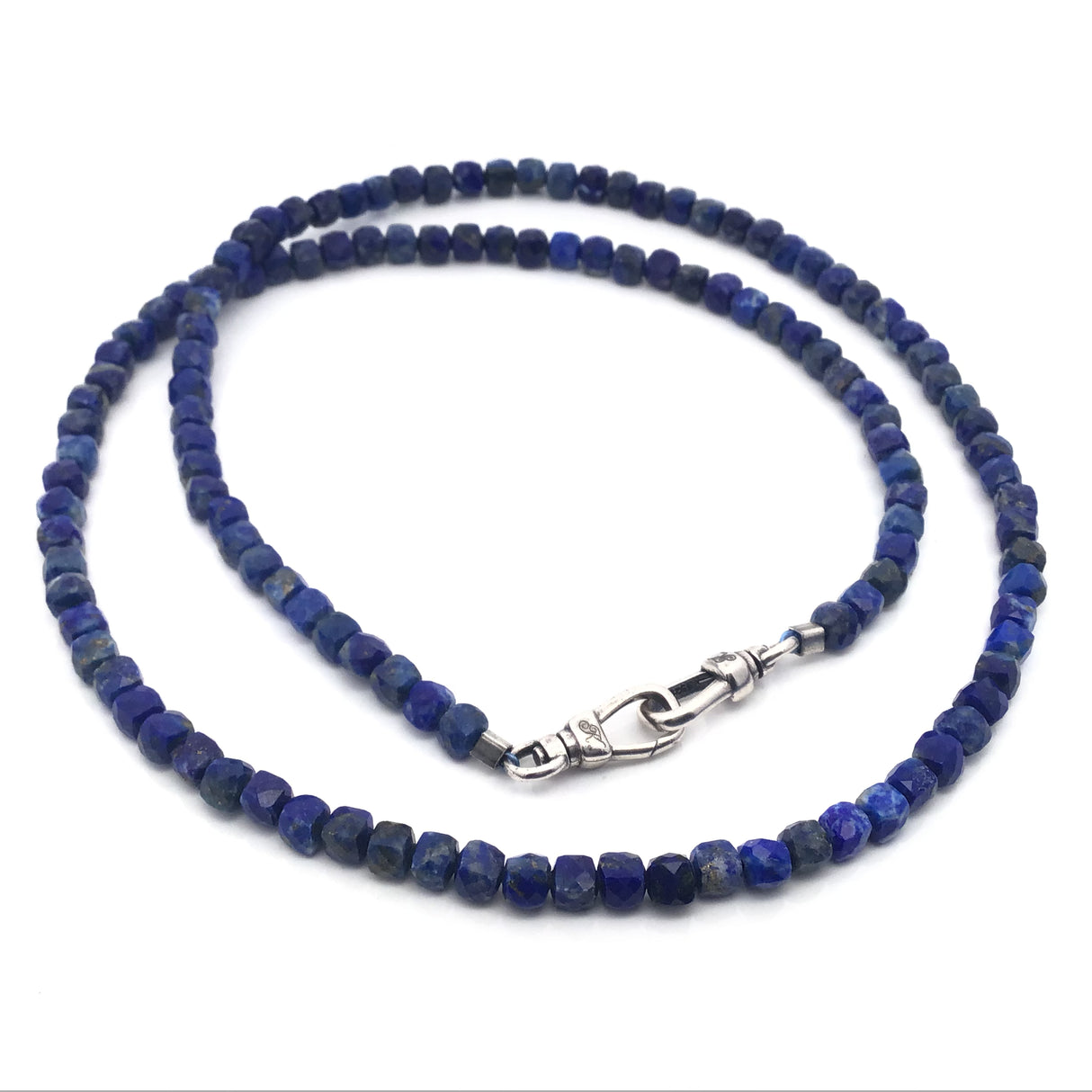 4mm Faceted Square Bead Necklace 21" with Double Carabiner Clasp