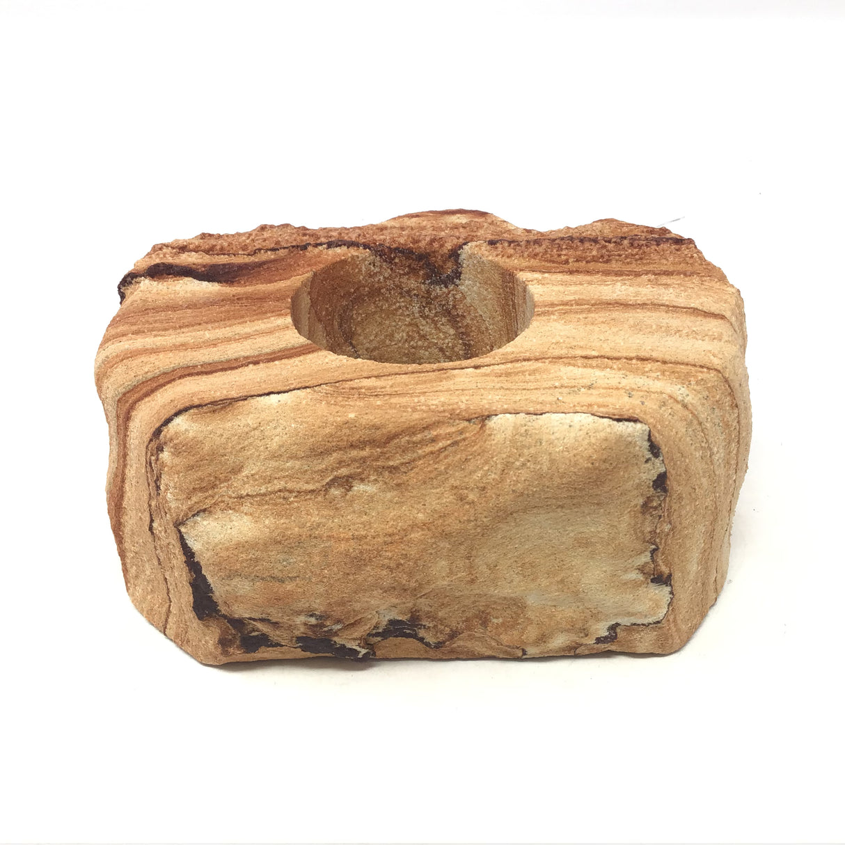 Desert Sandstone Freeform Tealight Candle Holder with Clay Layers - Medium Small