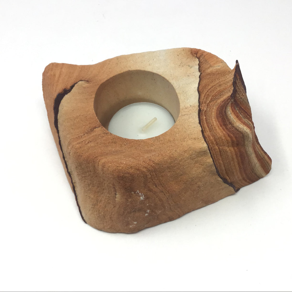 Desert Sandstone Freeform Tealight Candle Holder with Clay Layers