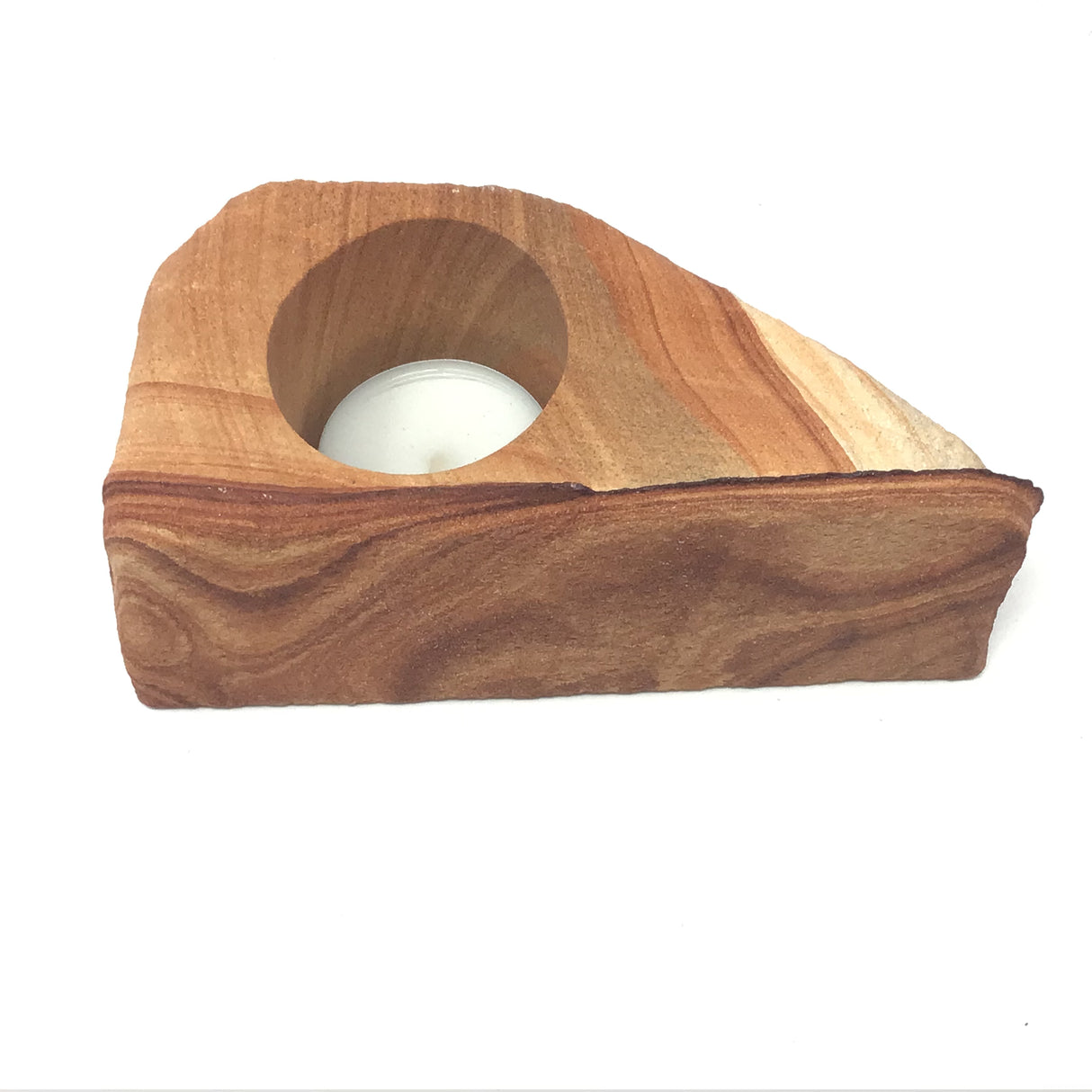 Desert Sandstone Freeform Tealight Candle Holder with Clay Layers - Small Medium