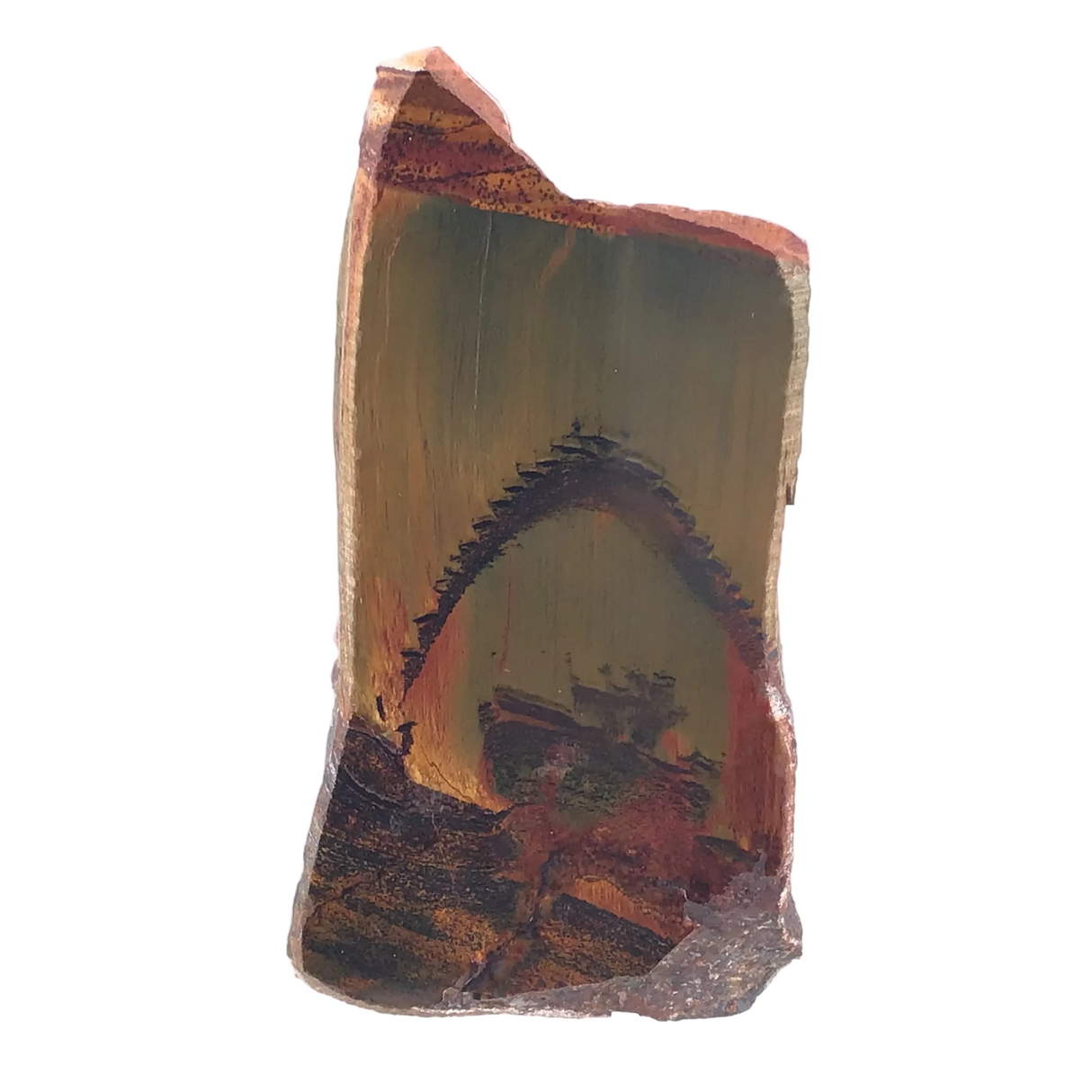 A+ Quality Tigers Eye & Tiger Iron Mountain Scene Slice - Mini
