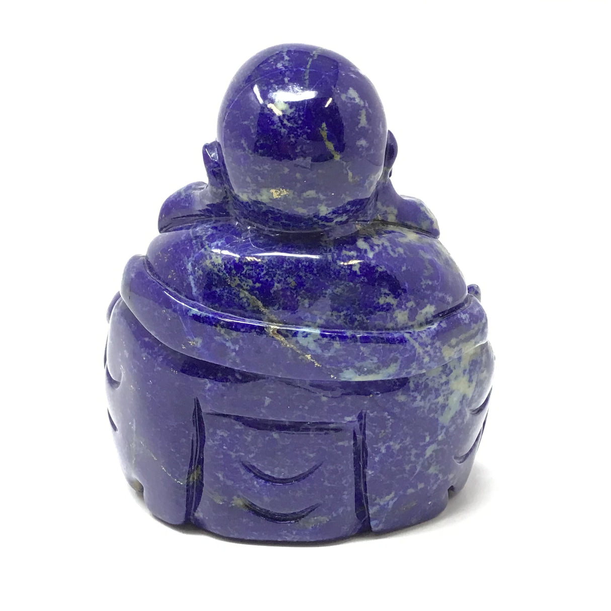 A+ Lapis Lazuli Happy Buddha Carving in Sitting Position with Gold Ingot