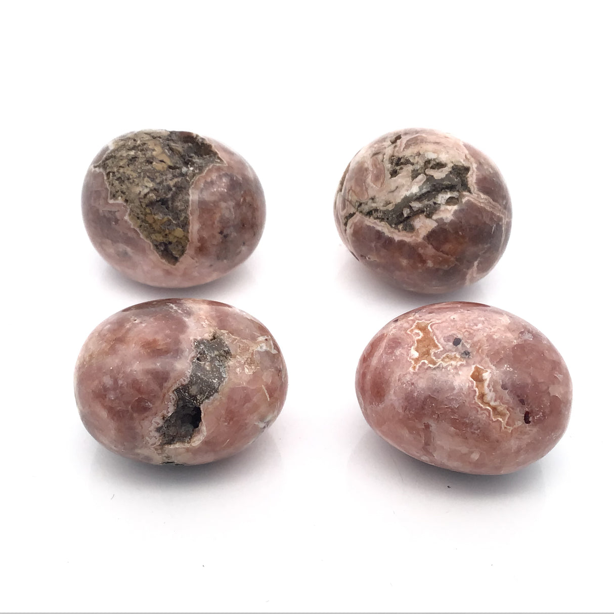 Orbes de rhodochrosite roulée de forme libre