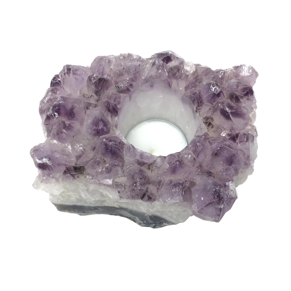 Rose De France Amethyst Tealight Candle Holder - Large Crystals