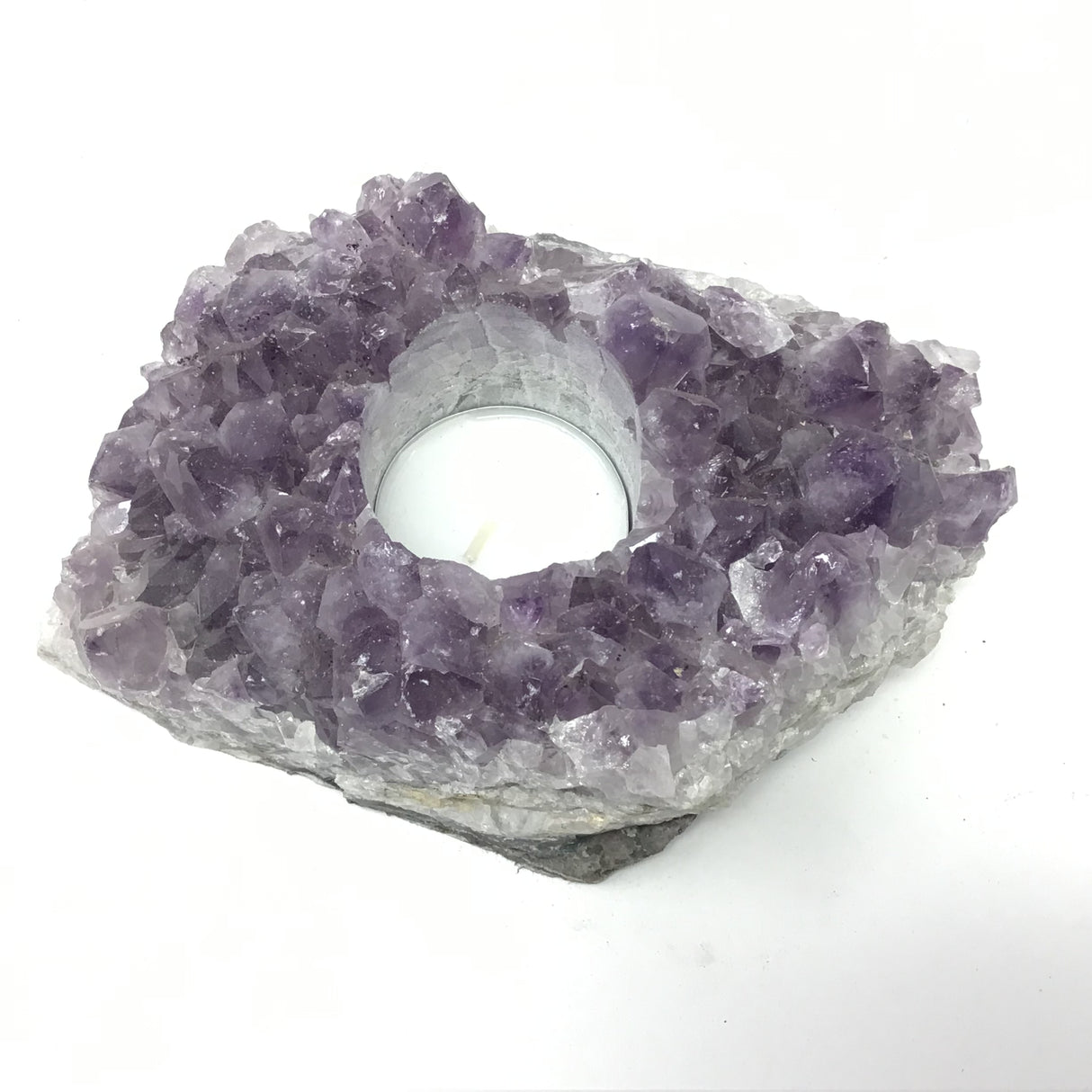 Rose De France Amethyst Tealight Candle Holder - Large Crystals