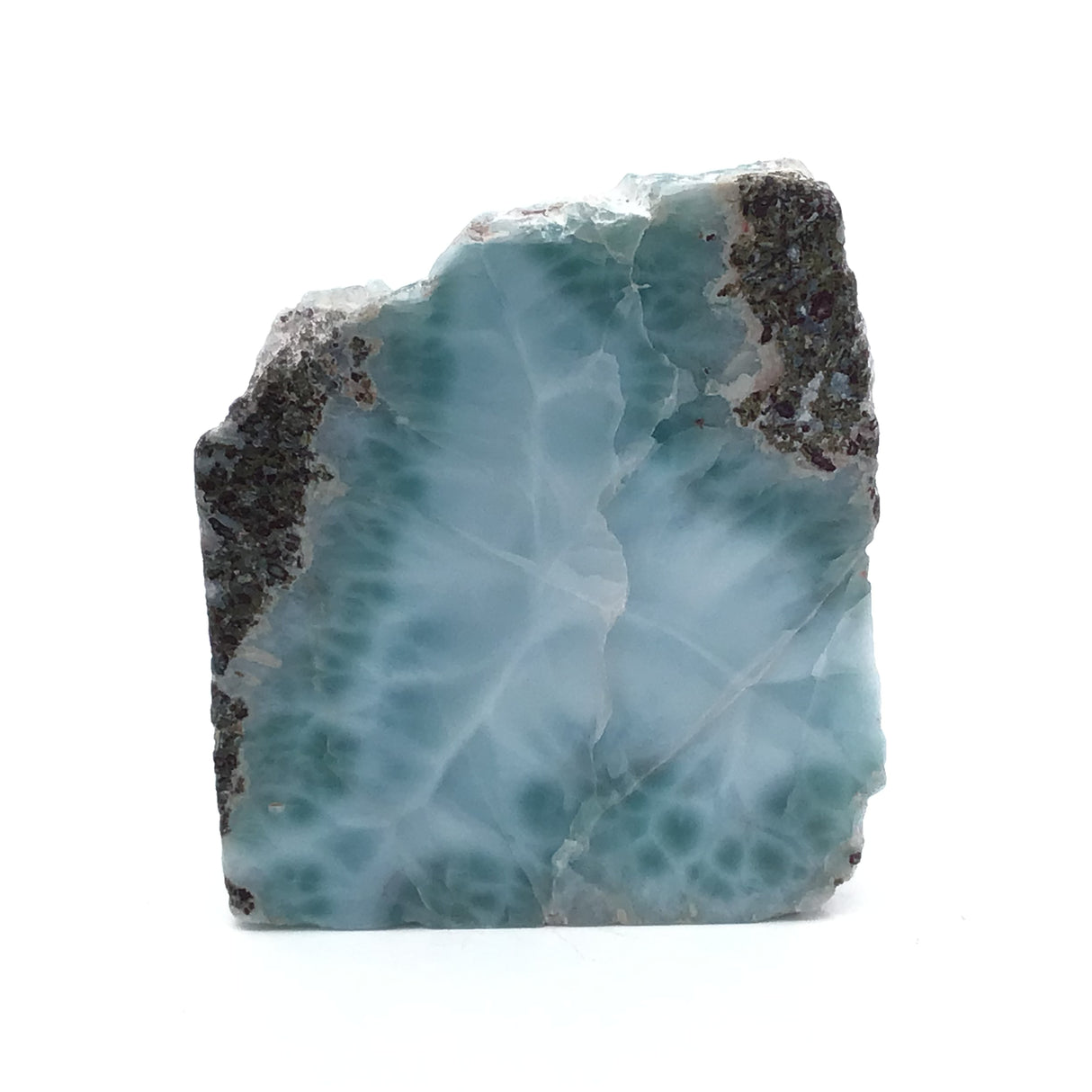 A+ Quality Larimar Slice on Lucite Easel - Single Side Polished