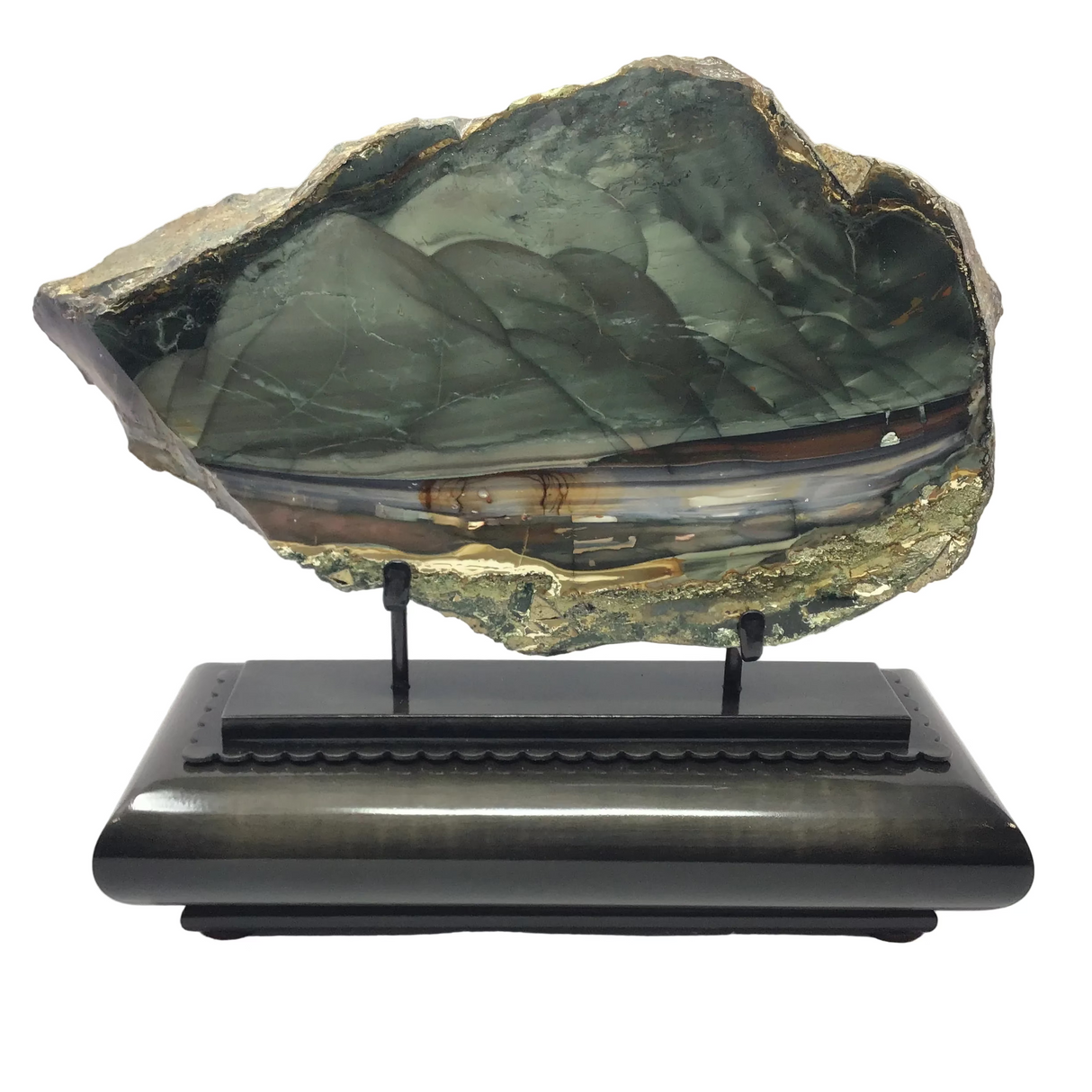 Scenic Blue Mountain Jasper End Cut (Oregon) on Custom Designer Spinning Stand
