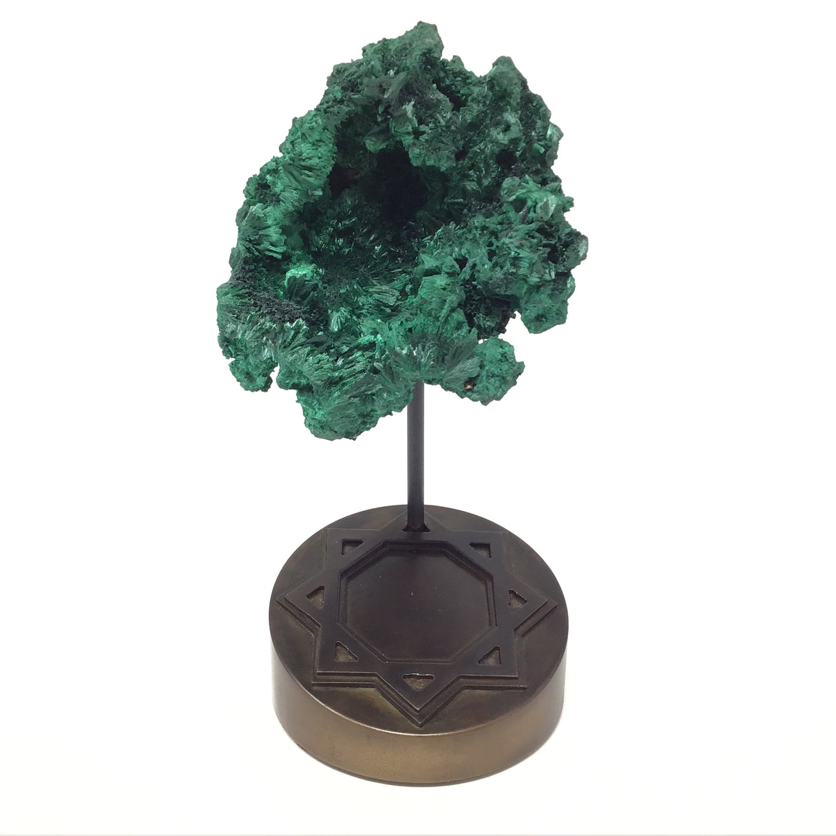 Chatoyant Malachite Cavern Specimen on Custom Octagram Star Stand