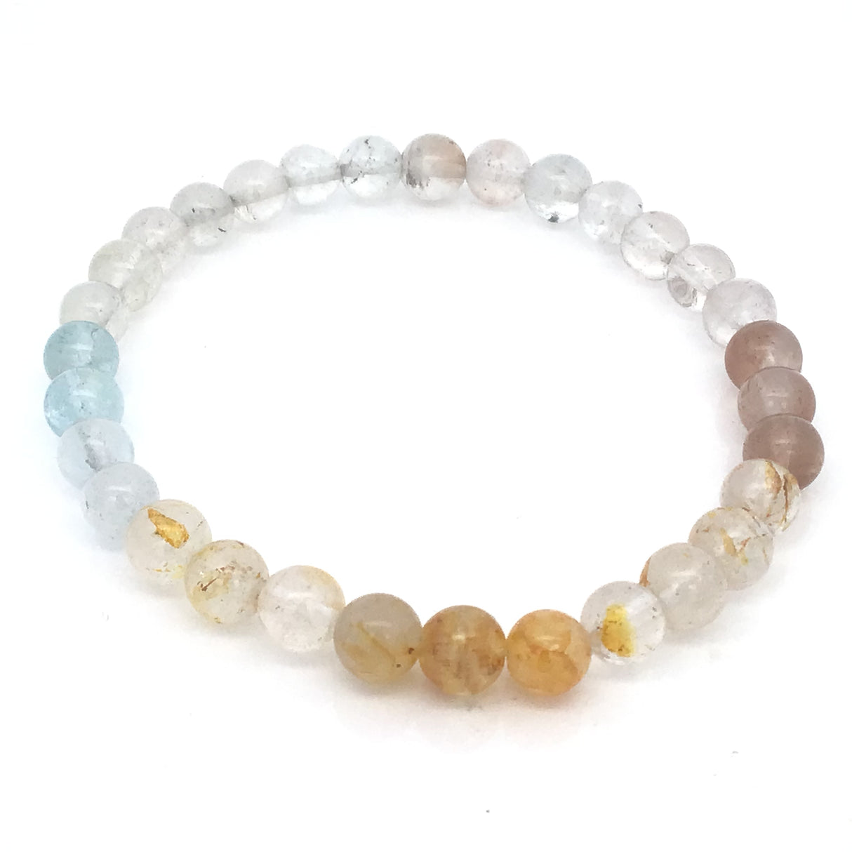 Multi Topaz Beaded Bracelet - 6mm Round