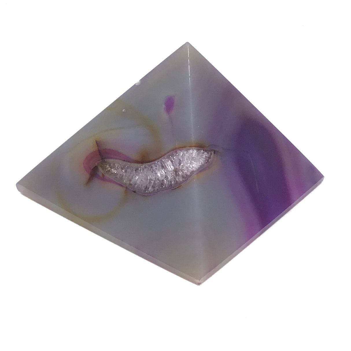 Dye Agate & Quartz Pyramid Carving