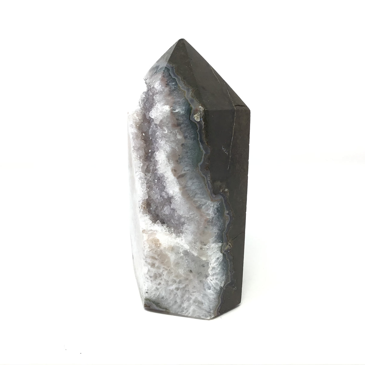 Quartz Druze Cut Point with Quartz Polished Front