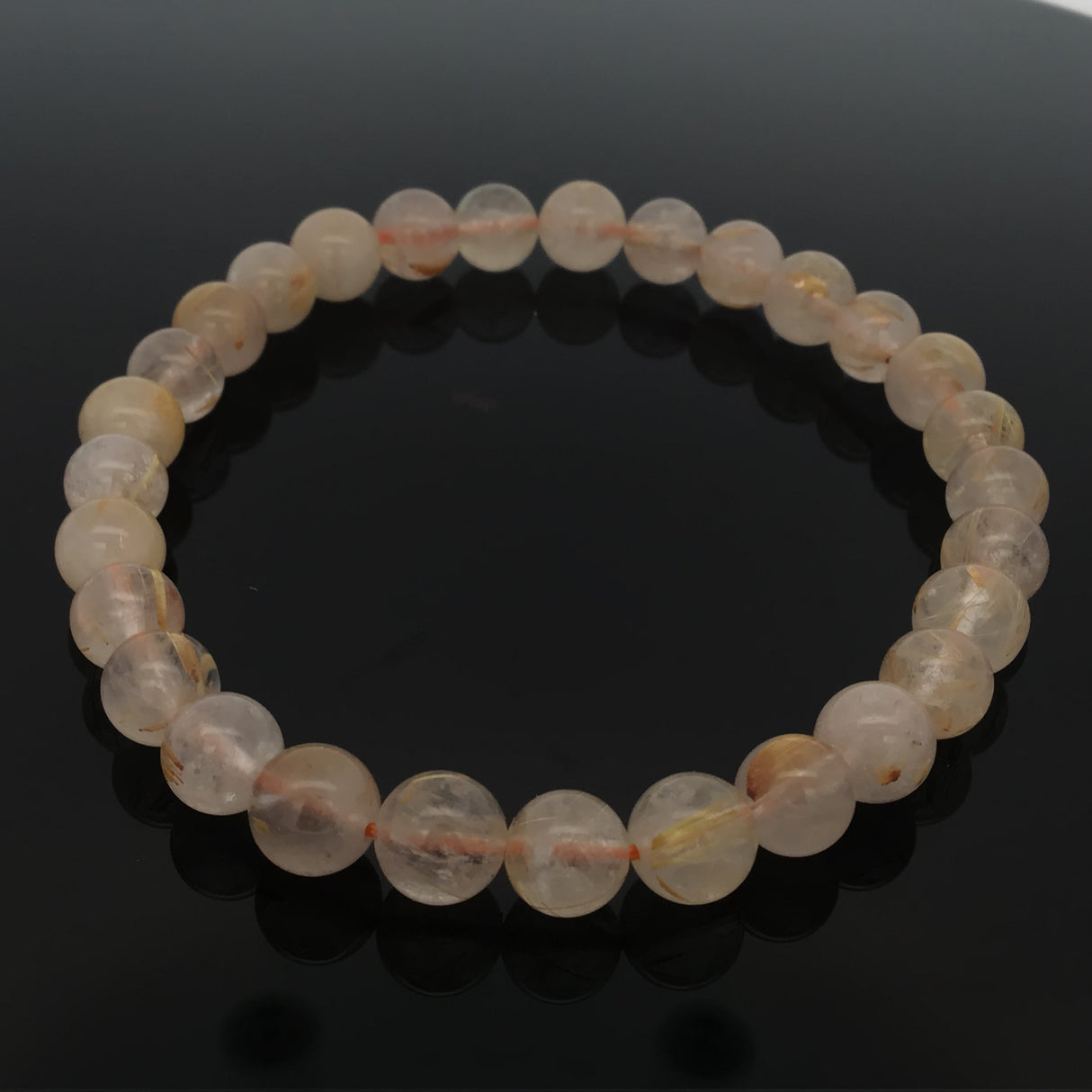 Golden Rutilated Quartz Beaded Bracelet - Milky Rounds