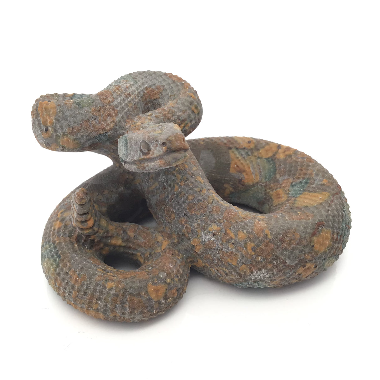 Rainforest Jasper Poised Snake Carving
